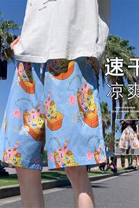 wassup happy沙滩裤男士夏季潮牌速干花短裤薄款宽松休闲五分裤子图片
