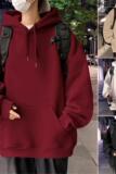 酒红色重磅连帽卫衣男春秋季oversize美式复古慵懒风学生帅气上衣，男装卫衣，星座304A-1