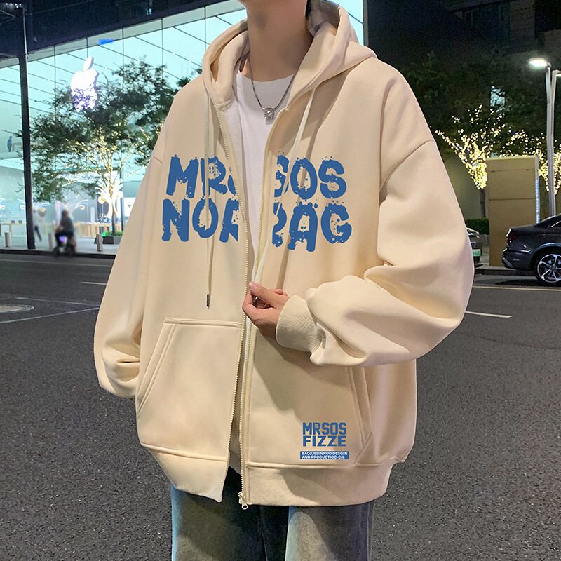 H201加绒BP75秋冬加绒加厚连帽开衫卫衣宽松潮牌运动上衣外套,男装卫衣,星座304A-1