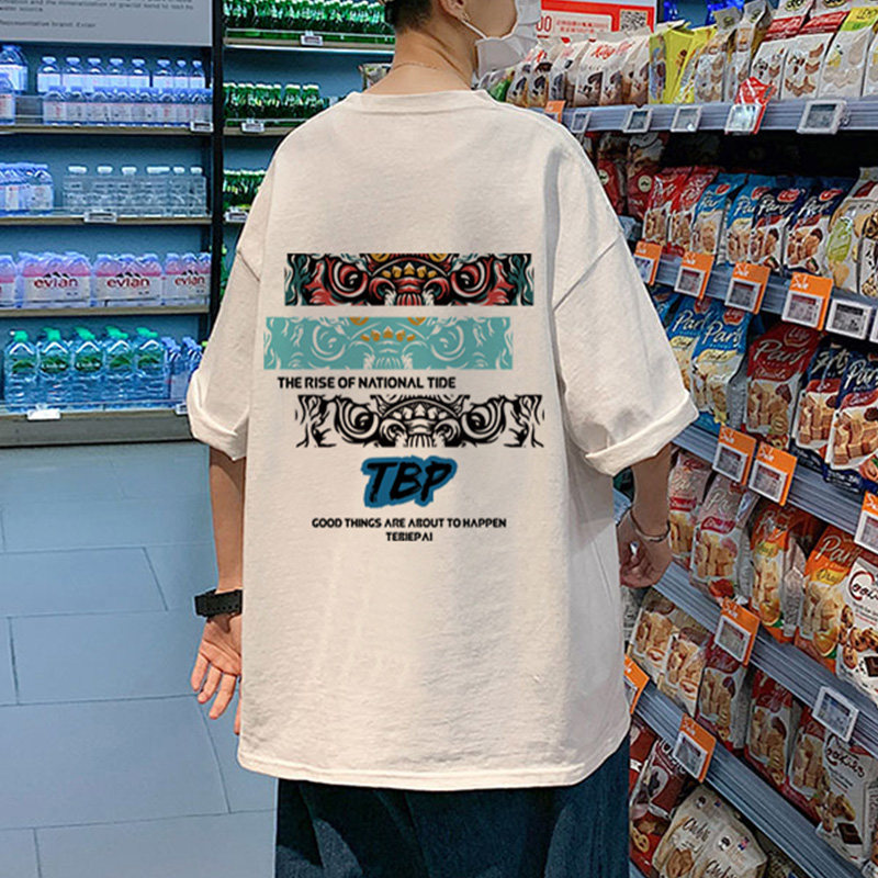 XZ304A-1-T601BP26港风醒狮夏季短袖t恤新款男纯棉半袖青年潮图片