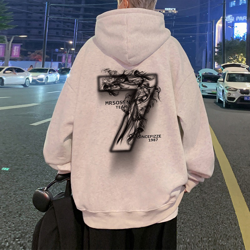 CM080P60新品纯棉连帽卫衣数字休闲长袖帽衫oversize宽松,男装卫衣,星座304A-1