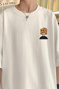 T753KP26春夏纸箱人纯棉宽松短袖T恤男高街半袖男生体恤衫图片