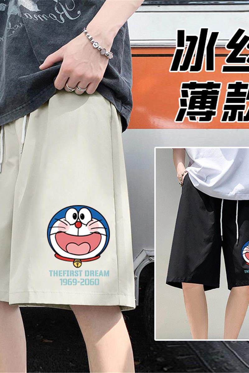 XZ304A-1-DK30P20机器猫夏季短裤男潮牌宽松卡通休闲裤男生薄款青,男装休闲裤,星座304A-1