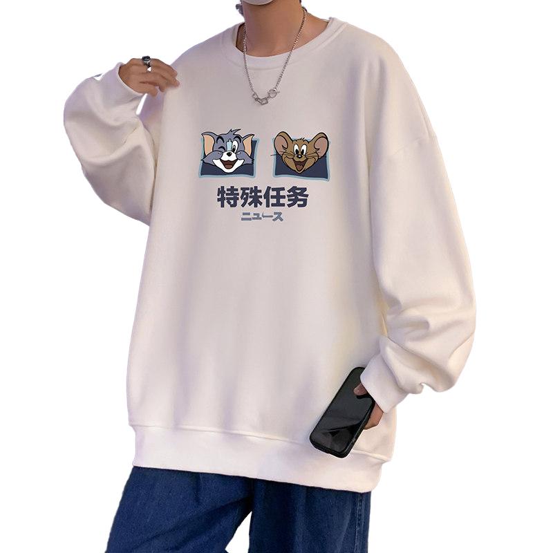 W391AP35加绒45秋冬宽松圆领套头卫衣长袖港风卡通青少年男生潮,男装卫衣,星座304A-1