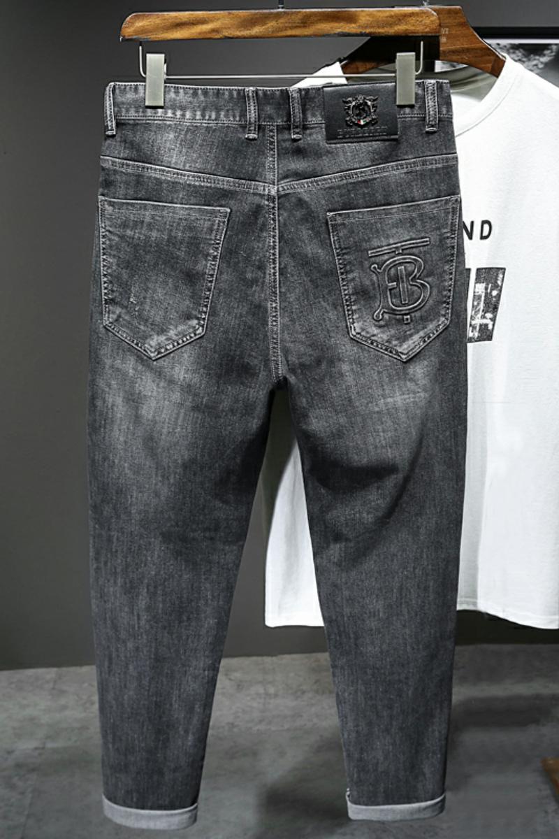 XZ304B-2-KA1303C秋冬高弹高棉修身牛仔裤灰色立体印花加厚,男装牛仔裤,星座304A-1