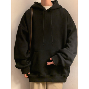 CM001AP55加绒60秋冬100%纯棉卫衣男宽松加绒御寒连帽上衣,红色方巾搭配大全图片
