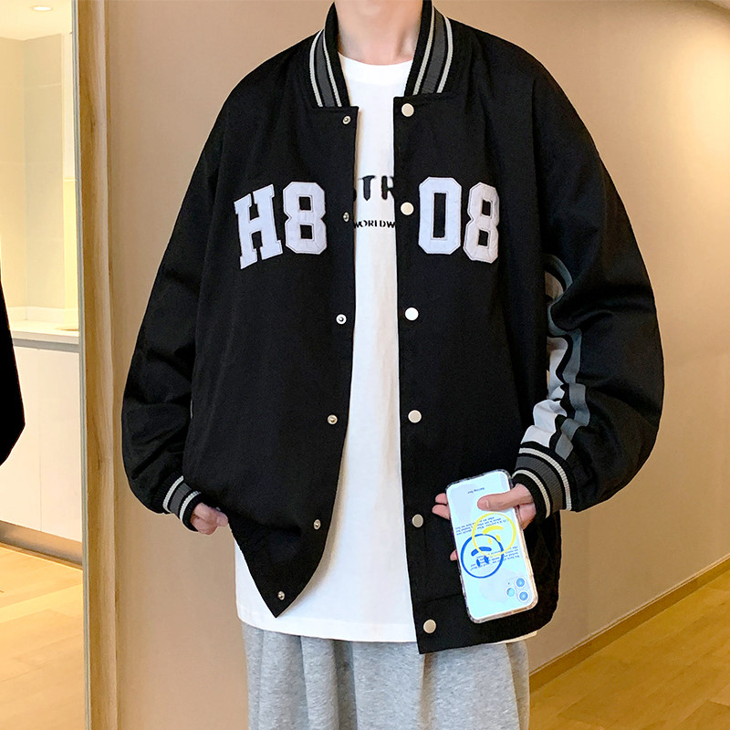 H135P75新品高街棒球服男夹克韩版宽松字母立领情侣上衣服,男装夹克,星座304A-1