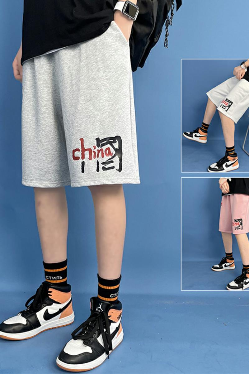 XZ304A-1-DK09CP30ins男士短裤时尚中裤宽松大码沙滩大裤衩,男装休闲裤,星座304A-1
