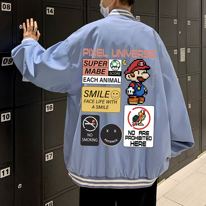 XZ304A-1-H160P50新品立领马里奥棒球服男潮牌休闲夹克图片
