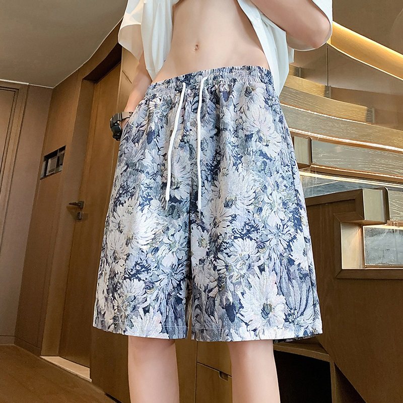 夏威夷风短裤男生夏季海边度假慵懒风沙滩裤大码外穿直筒阔腿中裤,男装休闲裤,星座304A-1