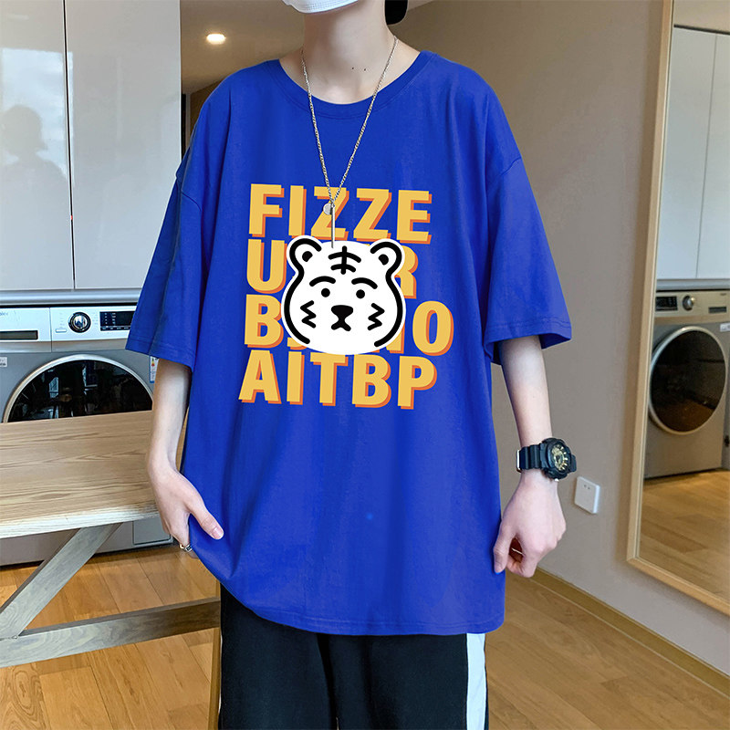 XZ304A-1-T593BP25夏季字母小白老虎短袖t恤宽松时尚,男装T恤,星座304A-1
