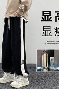 K895P55加绒加厚P60新品灯芯绒裤子男运动阔腿束脚宽松休闲长裤图片