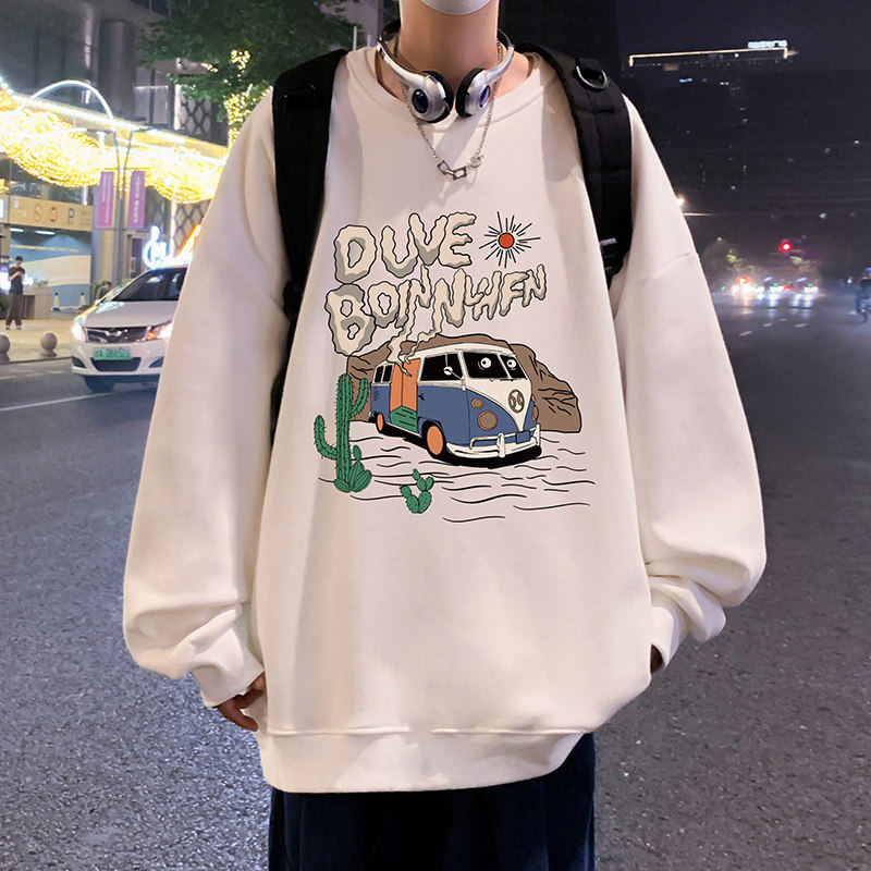 W517P35加绒45新品套头圆领卫衣休闲加绒加厚打底衫宽松上衣服,男装卫衣,星座304A-1