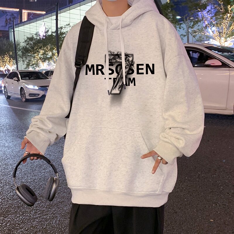 CM080P60新品纯棉连帽卫衣oversize港风宽松烟雾字母休闲帽衫,男装卫衣,星座304A-1