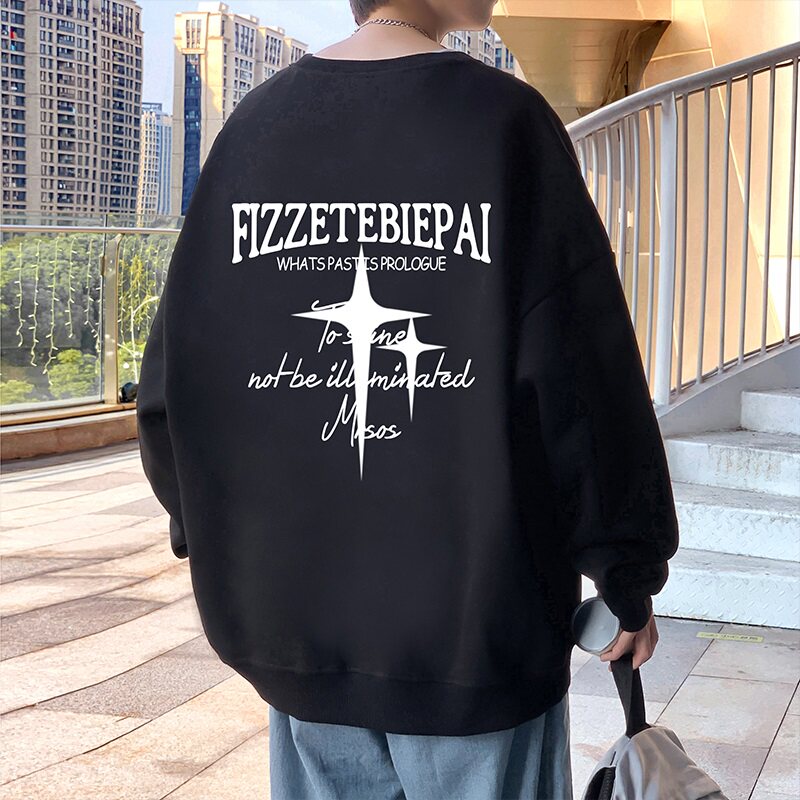 W551P35加绒45新品圆领卫衣宽松套头衣服休闲无帽外套,男装卫衣,星座304A-1