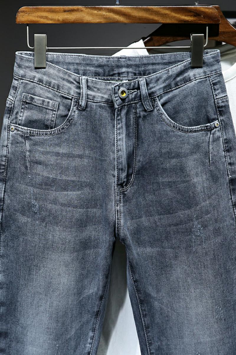 XZ304B-2-KT876C秋冬简约弹力力小脚牛仔裤加厚蓝灰色,男装牛仔裤,星座304A-1