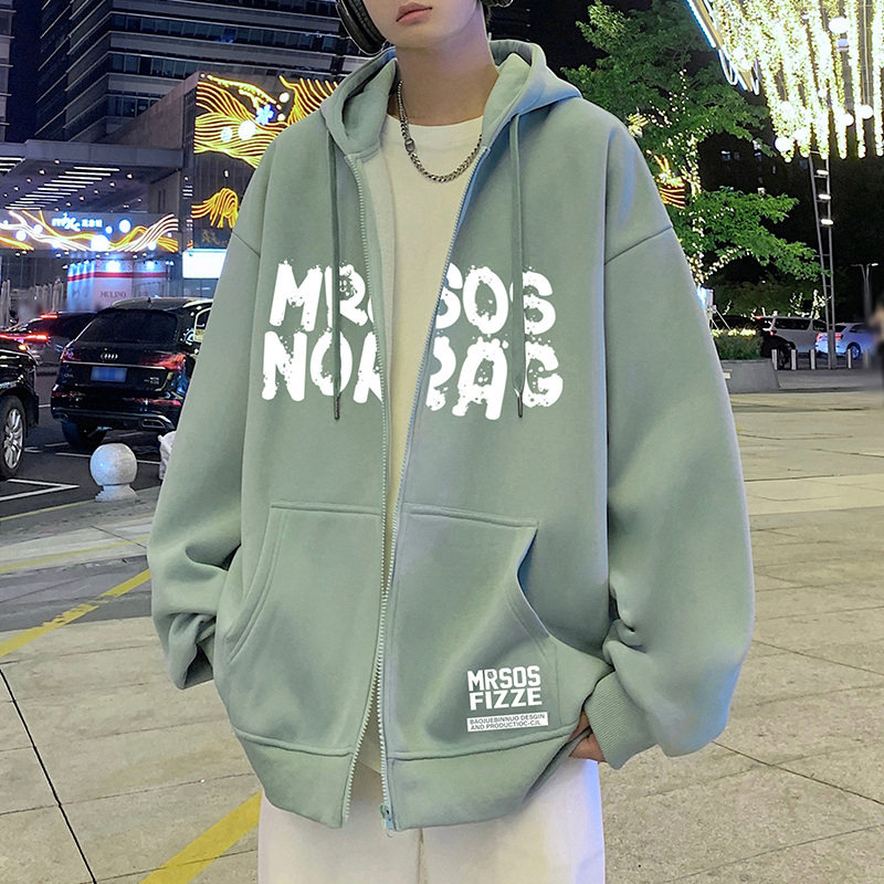 H201加绒BP75秋冬加绒加厚卫衣外套宽松连帽拉链开衫衣服,男装卫衣,星座304A-1