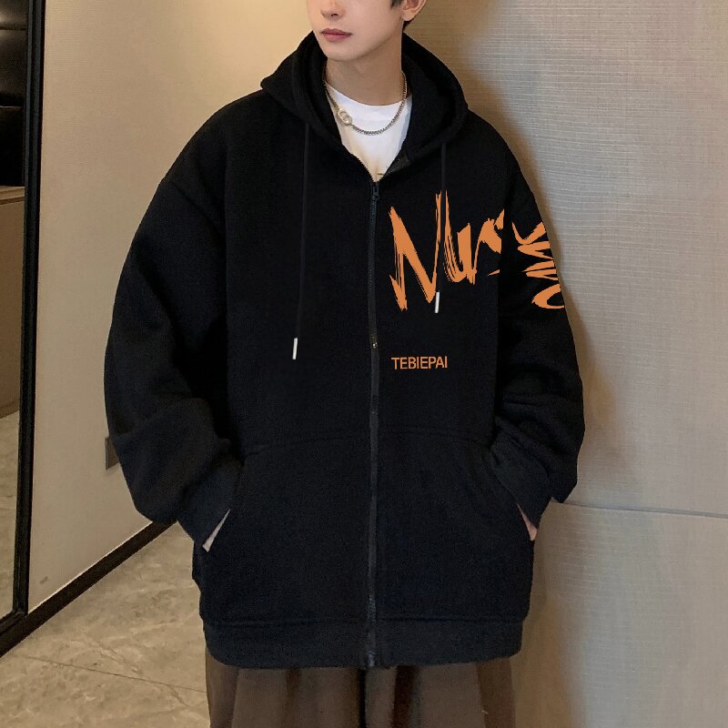 H181常规P70加绒75新品棉60%高品连帽涂鸦卫衣外套男开衫夹克休闲,男装卫衣,星座304A-1