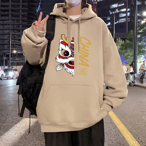 CM060AAP60加绒65秋冬卫衣加绒加厚连帽运动帽衫醒狮印花纯棉卫衣图片