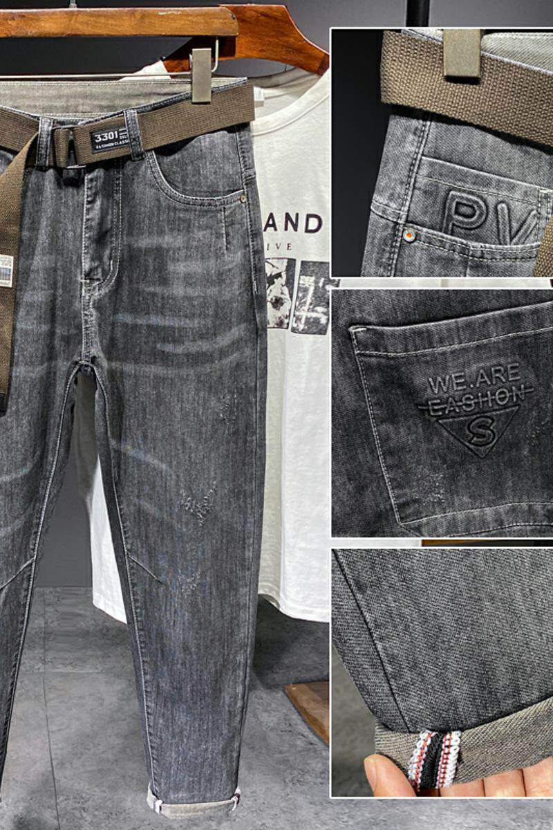 XZ304B-2-KZ623A新款棕色皮牌牛仔裤修身小直筒潮流,男装牛仔裤,星座304A-1
