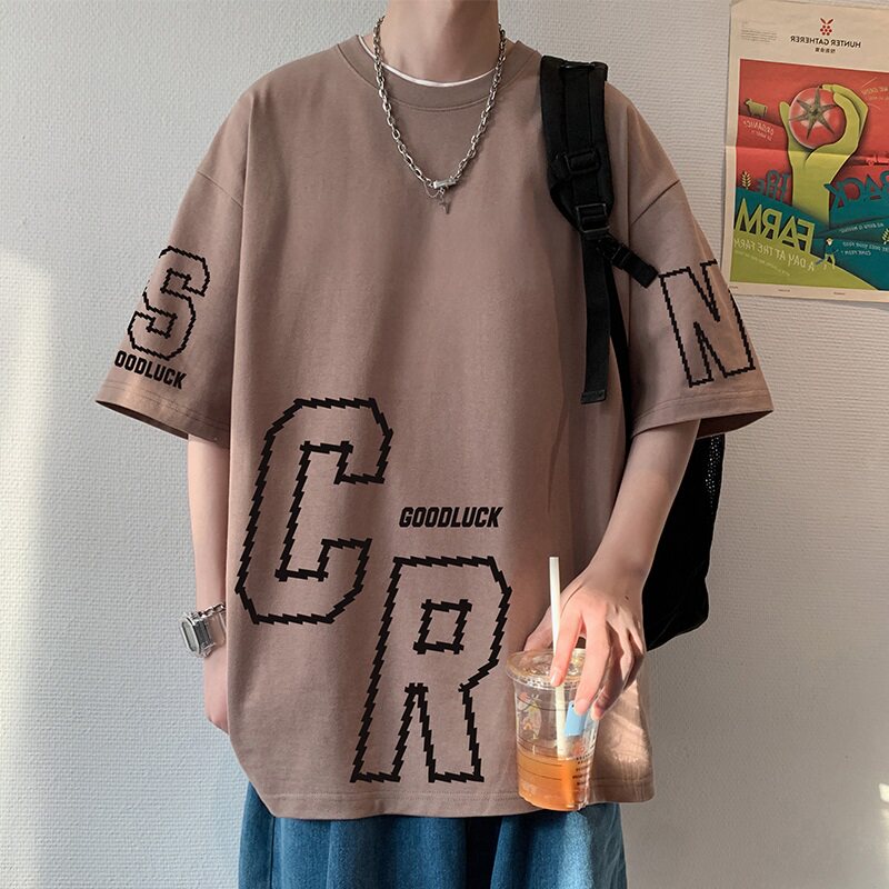 T778P26新品短袖t恤纯棉印花打底衫ins港风休闲学生半袖衫,男装T恤,星座304A-1