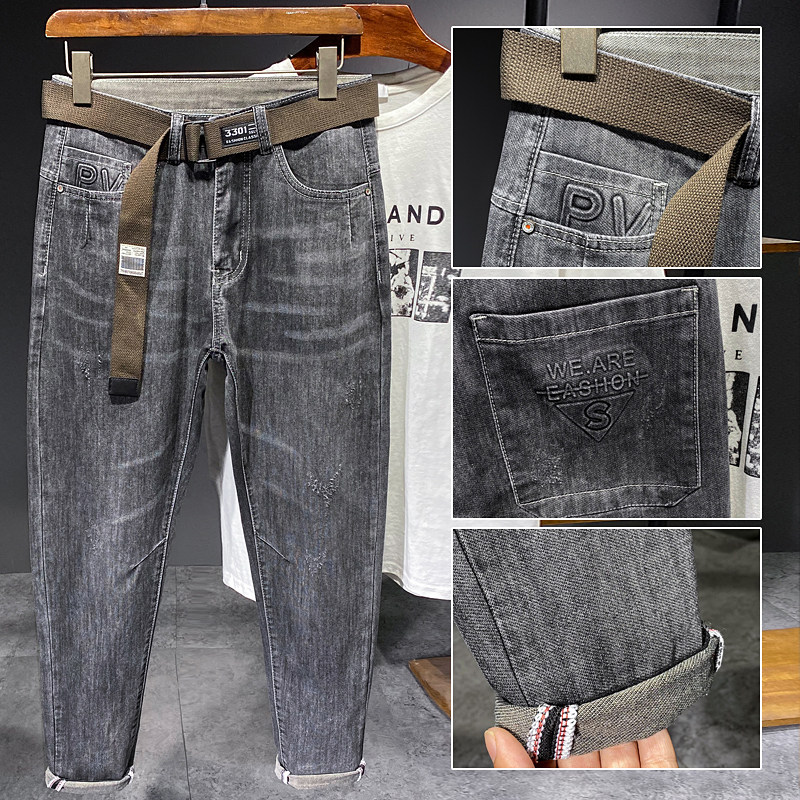 XZ304B-2-KZ623C秋冬棕色皮牌牛仔裤修身小直筒加厚,男装牛仔裤,星座304A-1