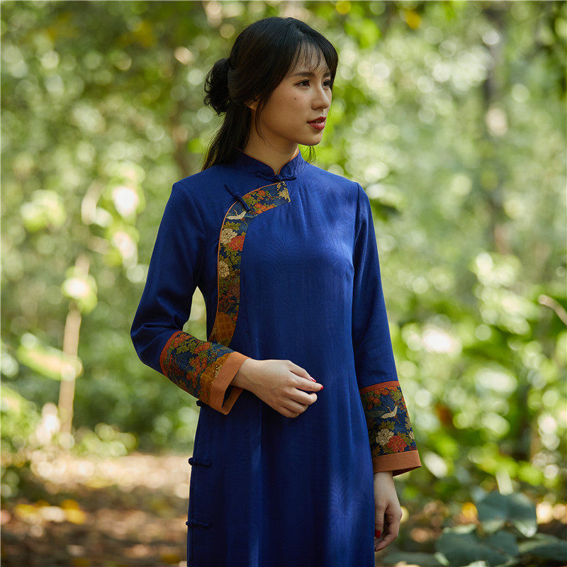 【华果定制】芳华正绢拼真丝香云纱旗袍高端茶服宴会复古中式秋冬