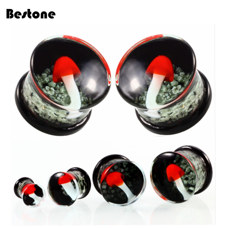 Bestone爆款玻璃夜光蘑菇耳扩新款耳廓穿刺饰品扩耳器包邮