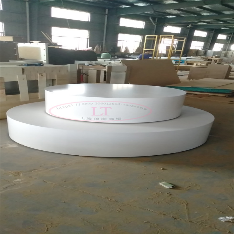 木质圆形展台商场鞋子包包展示台橱窗高底展台中岛台圆阶梯地台