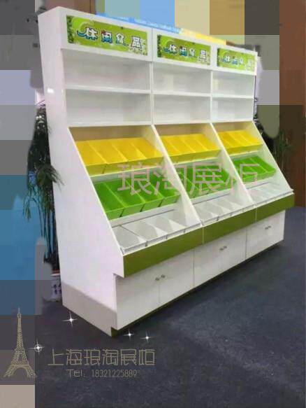 零食展示架休闲食品货架散称散装展架超市货架木质饼干干果展示架