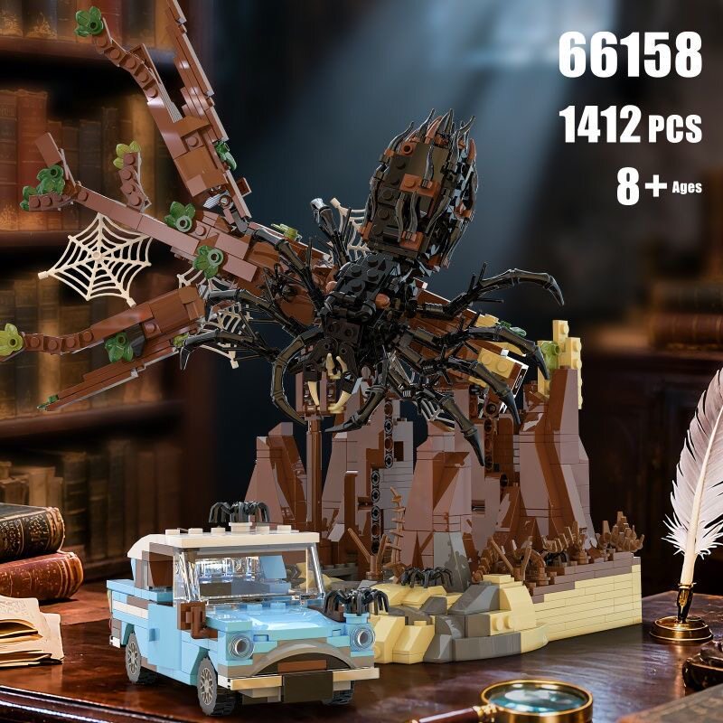 砖悦ZY66158神秘森林系列禁林中的巨型蜘蛛拼装diy小颗粒积木玩具