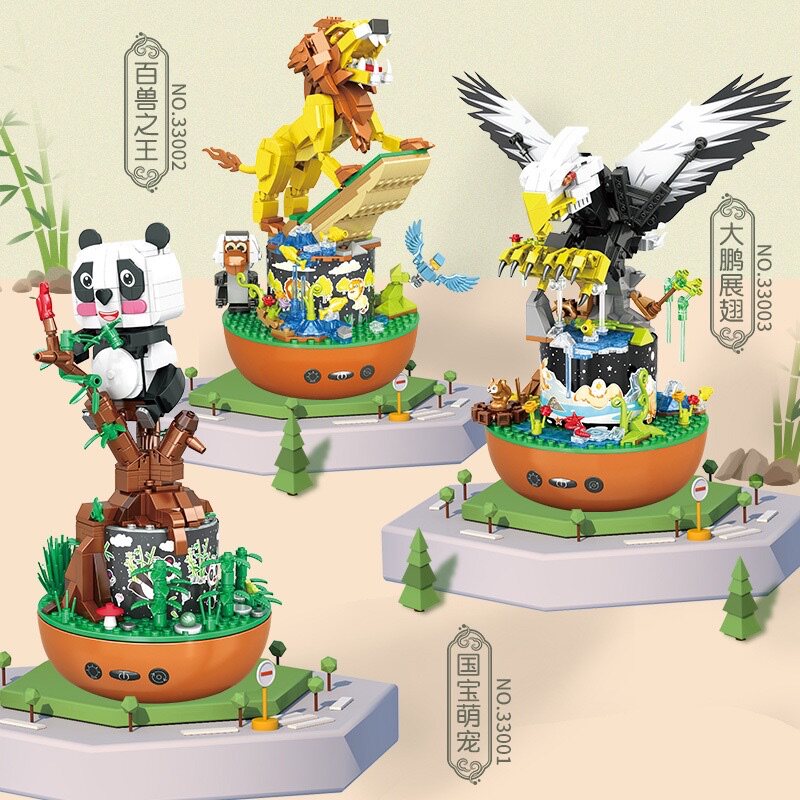 简拼33001-05光影梦幻世界系列告白城堡旋转音乐礼盒拼装积木玩具