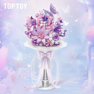 TOPTOY花礼系列捧心漫蝶捧心迷琴永生花束拼装小颗粒积木玩具模型