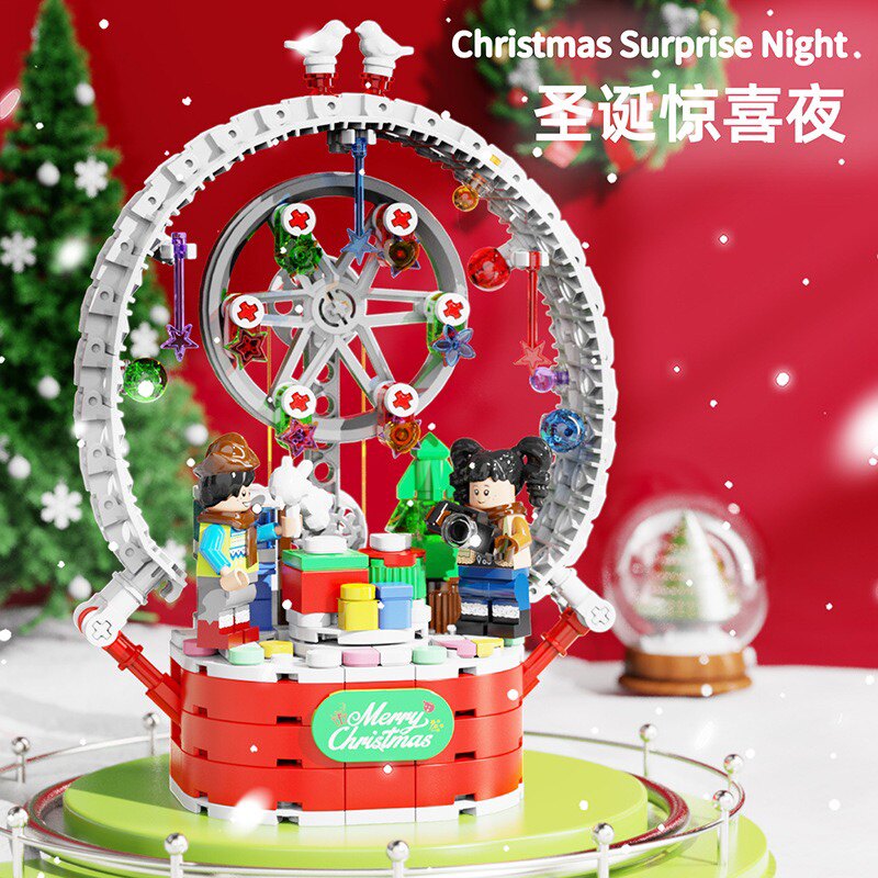 小角度JD010欢乐圣诞潮玩乐园系列奇遇摩天轮拼装diy积木玩具模型