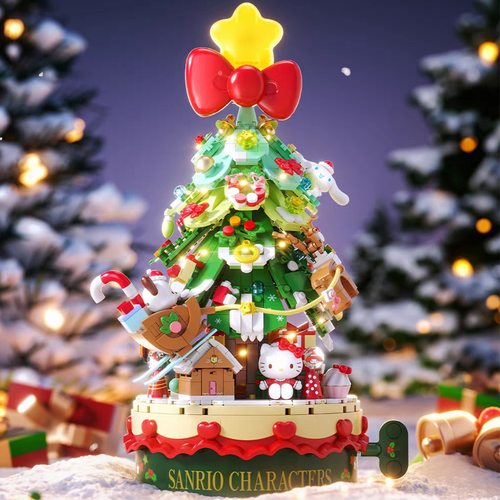 月光社三丽鸥家族系列hellokitty暖冬圣诞音乐盒拼装积木玩具模型