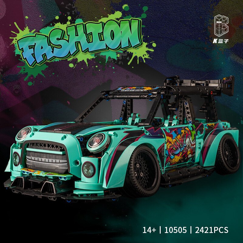 K盒子10505科技机械系列宝马MINI低趴绿甲跑车拼装小颗粒积木玩具