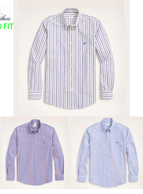 专柜布克兄弟免烫Milano绿标supima棉修身条纹brooksbrothers衬衫