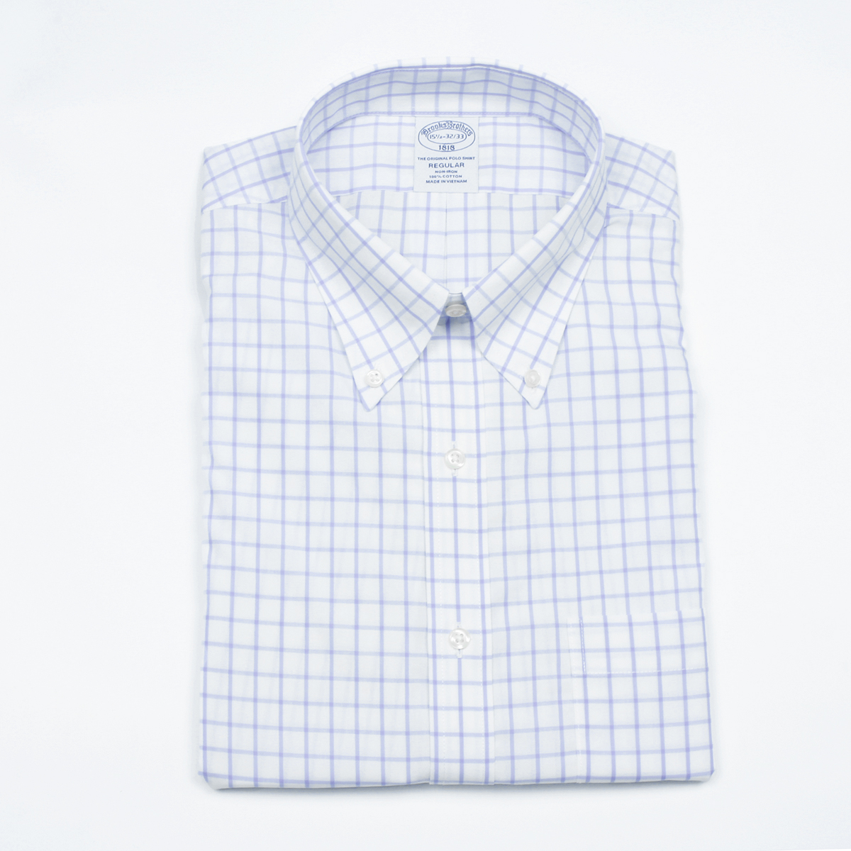布克兄弟Regular免烫纯棉BrooksBrothers商务长袖男士抗皱格衬衫