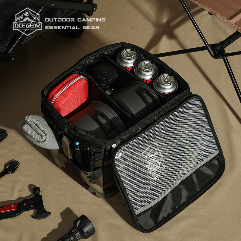 OUTDOOR CAMPING EQUIPMENT STORAGE BAG PORTABLE FOLDABLE LAMPS STOVE GAS TANK PICNIC TABLEWARE BAG TWO-IN-ONE ICE BAG