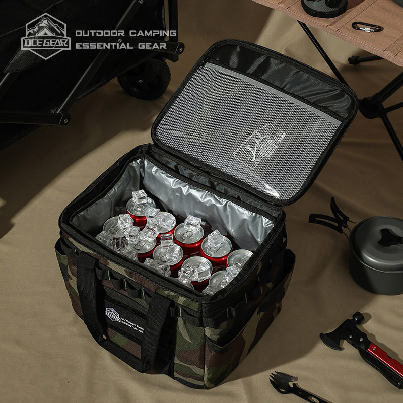 OUTDOOR CAMPING EQUIPMENT STORAGE BAG PORTABLE FOLDABLE LAMPS STOVE GAS TANK PICNIC TABLEWARE BAG TWO-IN-ONE ICE BAG