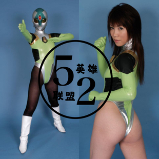 特摄giga系列 女英雄PU皮拼接体操服   表演服装