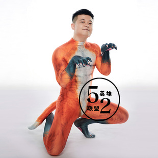 52英雄联盟狐狸动物兽装印花zentai贴身打底衣带尾巴带带手脚肉垫
