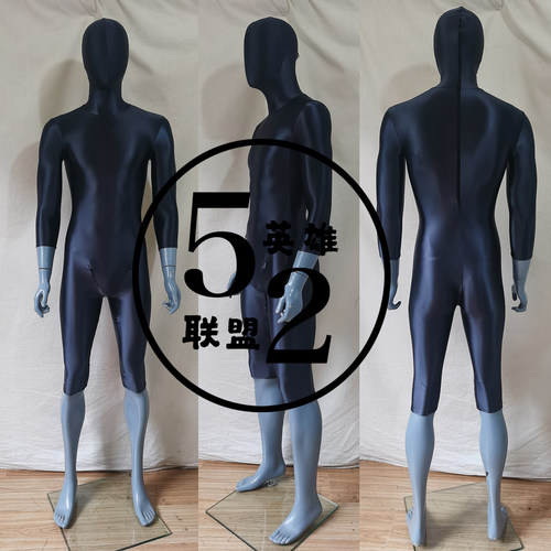 油光布连体紧身衣无手套无脚套