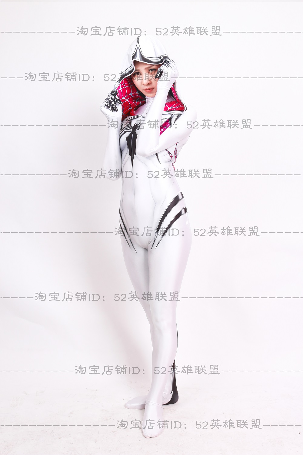 格温女款蜘蛛紧身衣带帽子