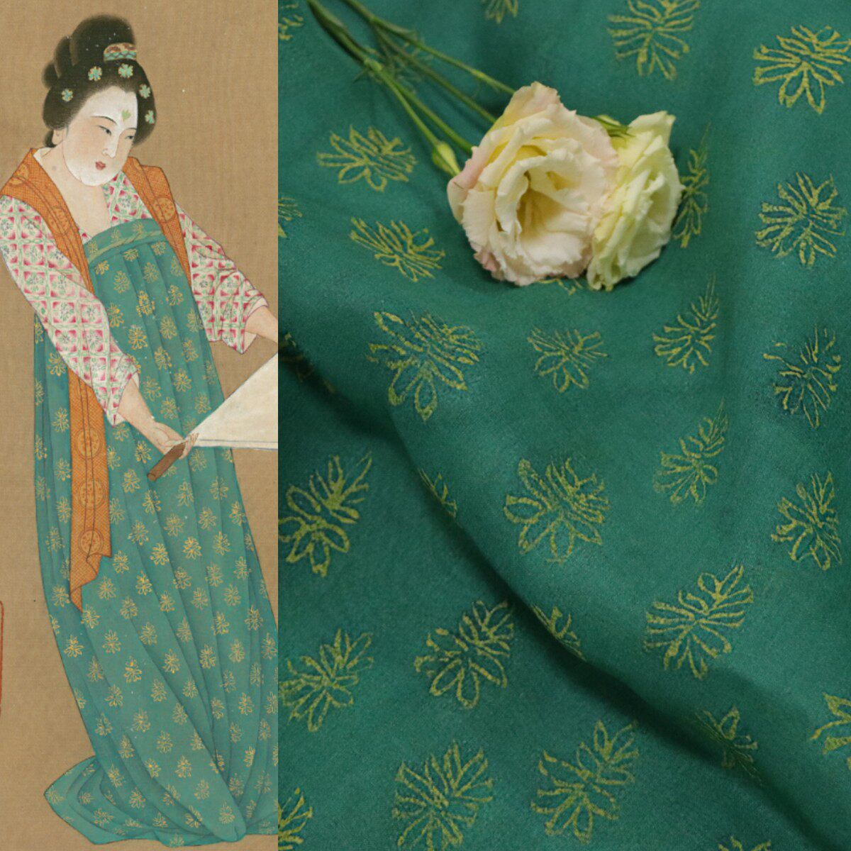 捣练图还原 新中式强捻100支纯苎麻面料布料原创设计女服装连衣裙