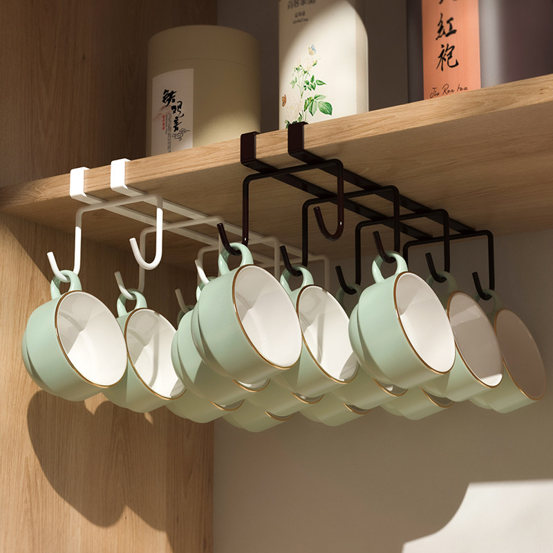 杯子收纳置物架水杯挂钩壁挂架咖啡杯茶杯悬挂杯架倒挂马克杯架子