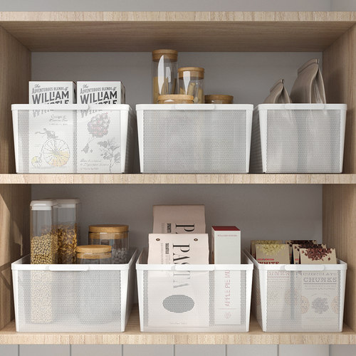 橱柜收纳筐密网铁艺长方形置物篮