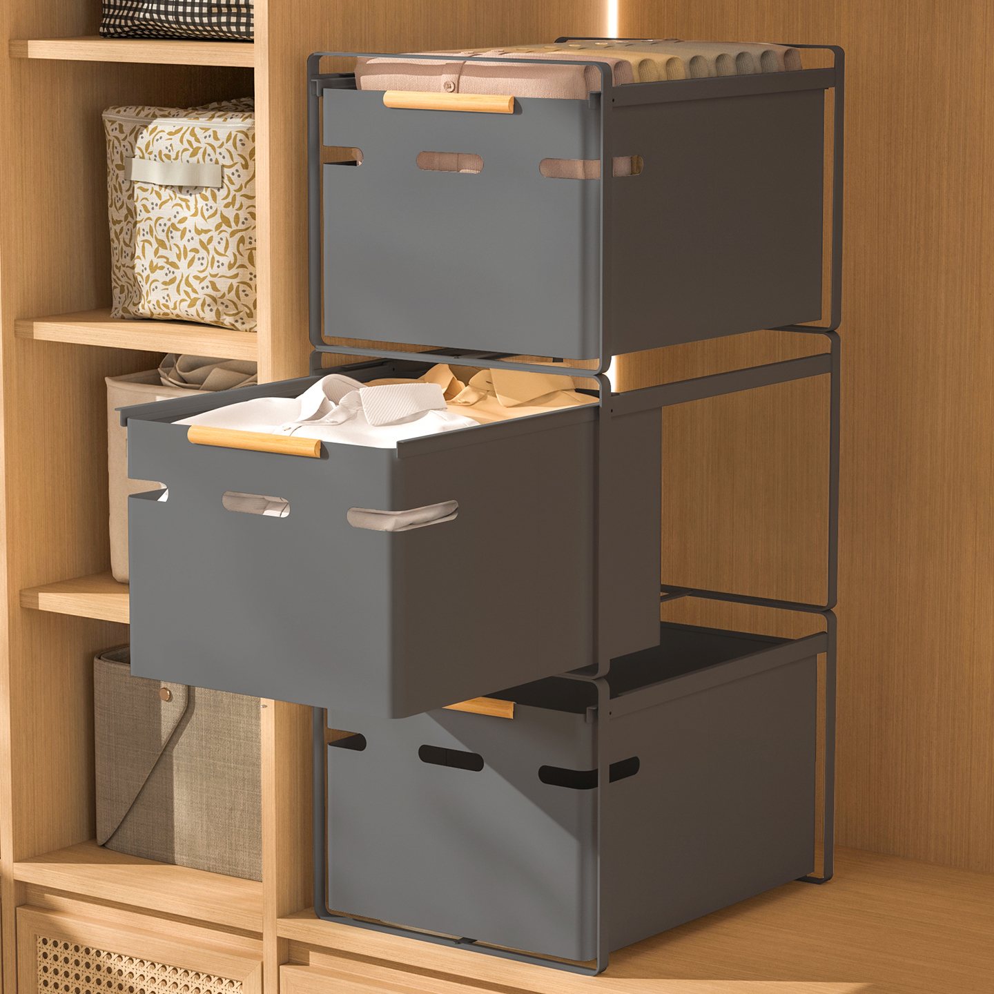 衣柜抽屉式收纳盒多层衣物整理箱