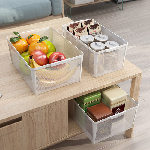 桌面收纳盒窄长型铁艺零食置物篮