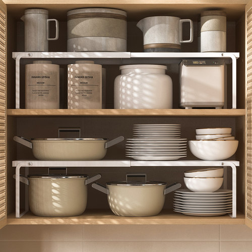 免安装可伸缩置物架橱柜子分层架